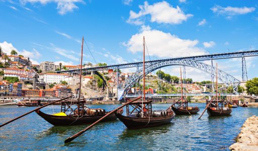 Douro river and traditional boats in Porto, Portugal