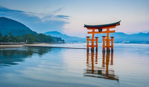 The Floating Torii gate in Miyajima, Japan.